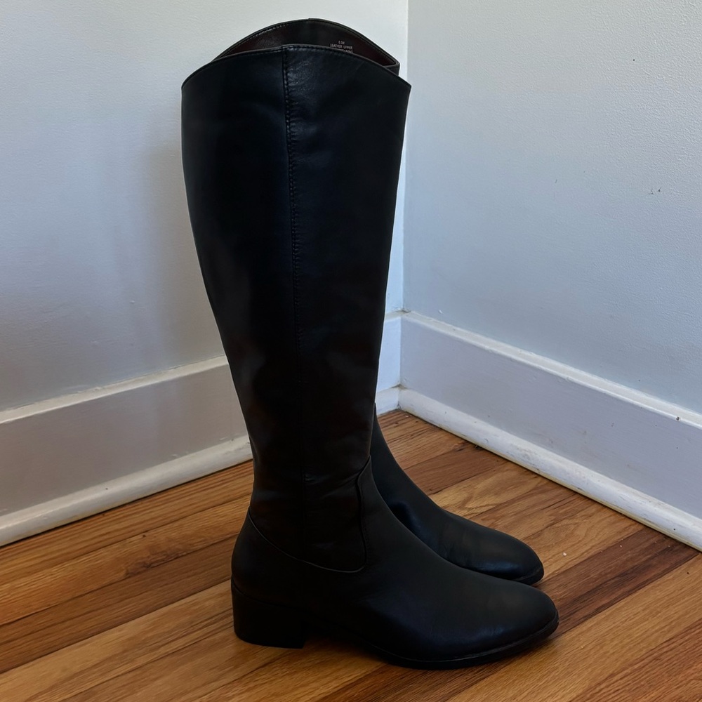A / Anthropologie Black Leather Riding Boots